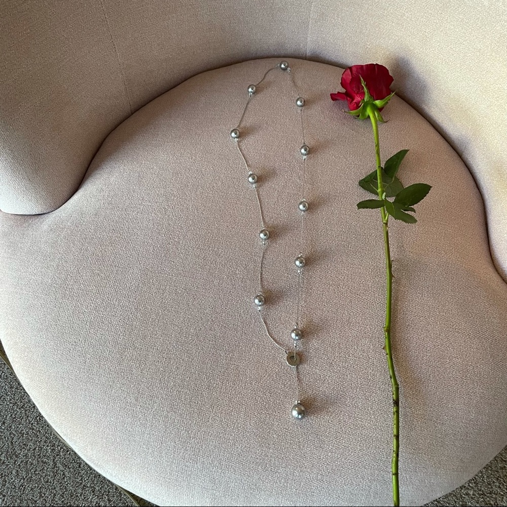 Sliding Faux Tahitian Gray Pearl Necklace